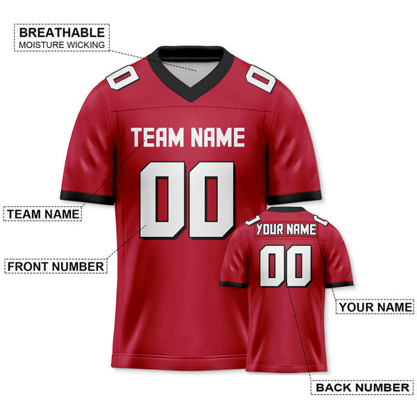 Custom Red White-Black Mesh Authentic Football Jersey