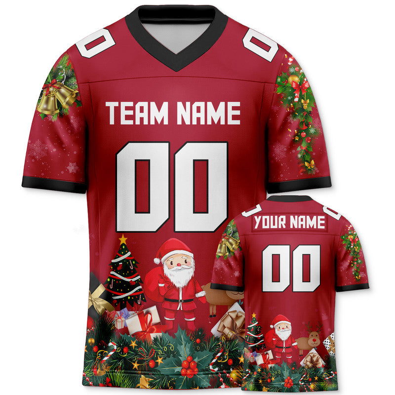 CHRISTMAS DAY CUSTOM RED WHITE-BLACK SANTA CLAUS AUTHENTIC FOOTBALL JERSEY2