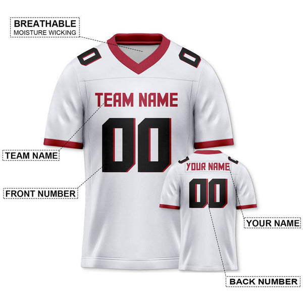 Custom White Black-Red Mesh Authentic Football Jersey