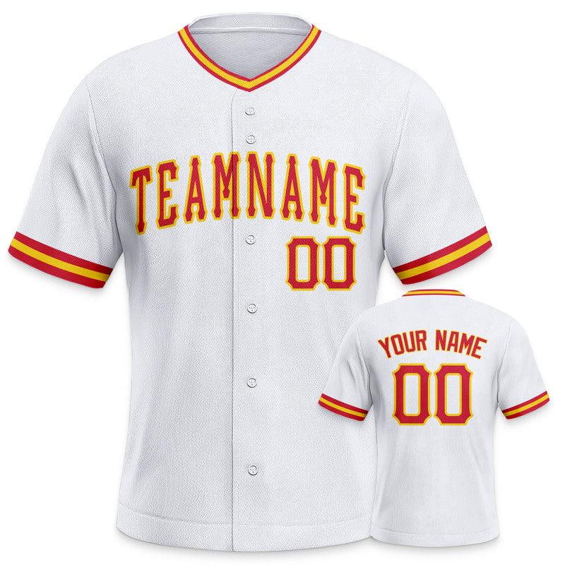 Custom White Red-Gold Authentic Baseball Jersey-1