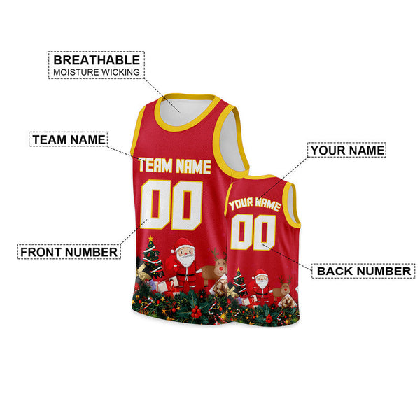 Christmas Day Custom Red White Santa Claus Authentic Basketball Jersey