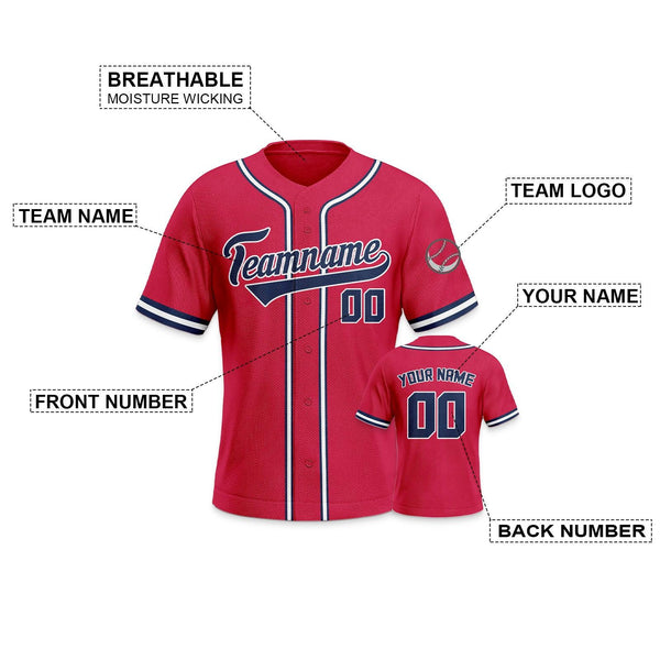 Custom Red Navy-White Authentic Classic Baseball Jersey