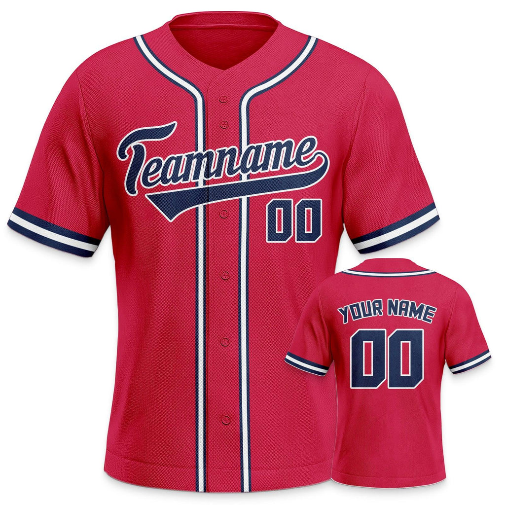 Custom Red Navy-White Authentic Classic Baseball Jersey