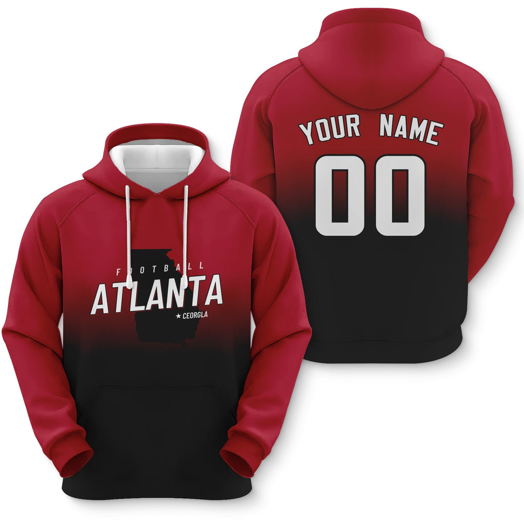 Custom Sports Pullover Sweatshirt City Atlanta Map Split Fashion Football Hoodie