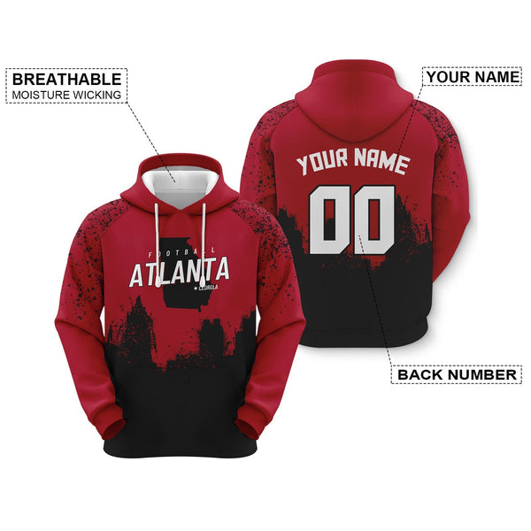 Custom Sports Pullover Sweatshirt Football Graffiti City Map Atlanta Fashion Hoodie1