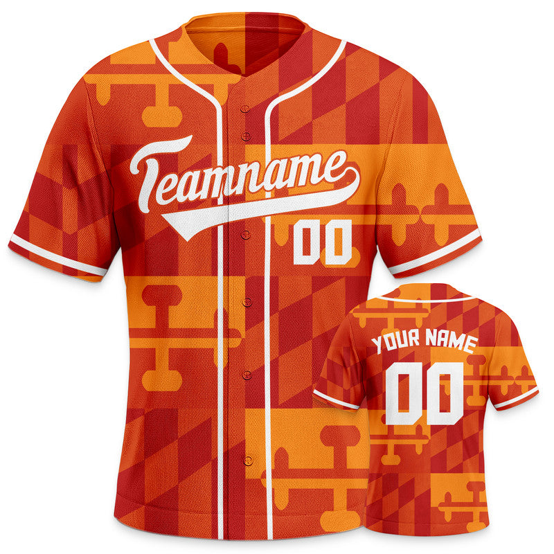 Custom Red White-Orange Creative  Cool Concept Authentic Baseball Jersey