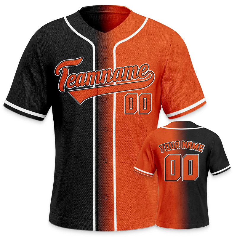 Custom Black Orange-White Authentic Split Fashion Baseball Jersey