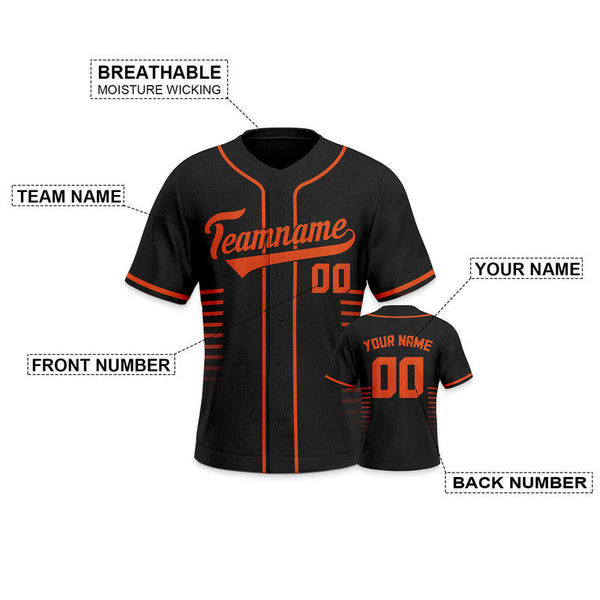 Custom Black Orange Creative  Cool Concept Authentic Baseball Jersey