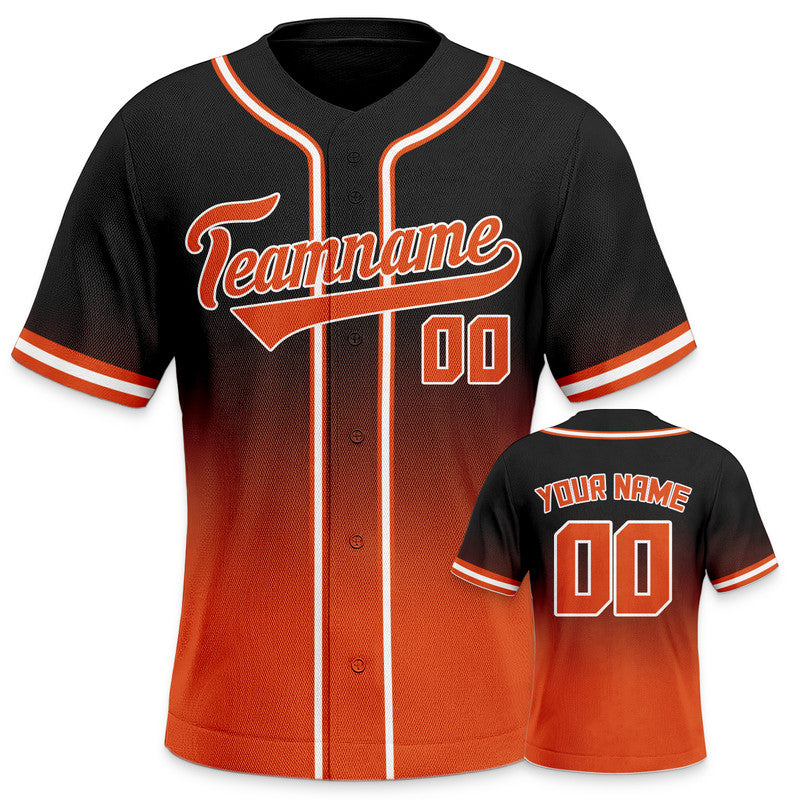 Custom Black Orange-White Authentic Fade Fashion Baseball Jersey1