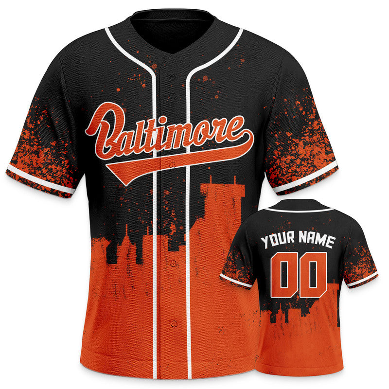 Custom 3D Graffiti Black Orange-White Authentic Baseball Silhouette Jersey