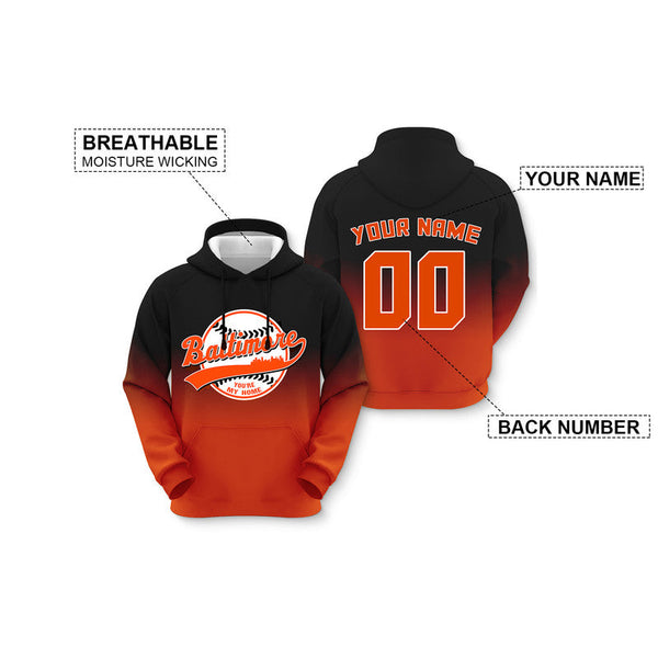 Custom Sports Pullover Sweatshirt Baseball City Baltimore  You're My Home Split Fashion Hoodie