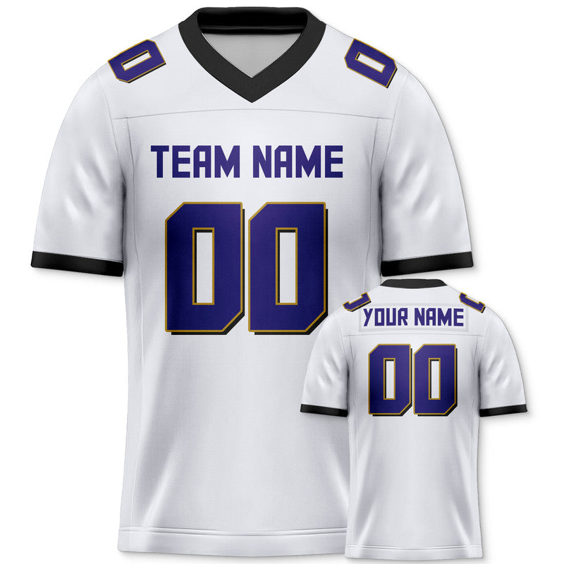 Custom White Purple-Black Mesh Authentic Football Jersey