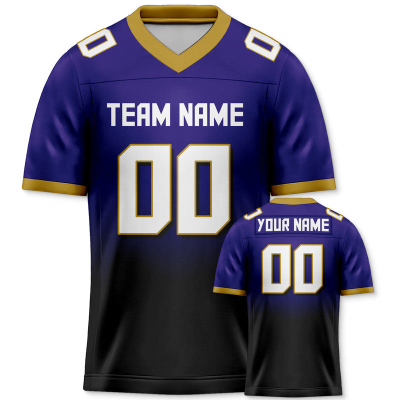 Custom Purple Black-White Authentic Split Fashion Football Jersey