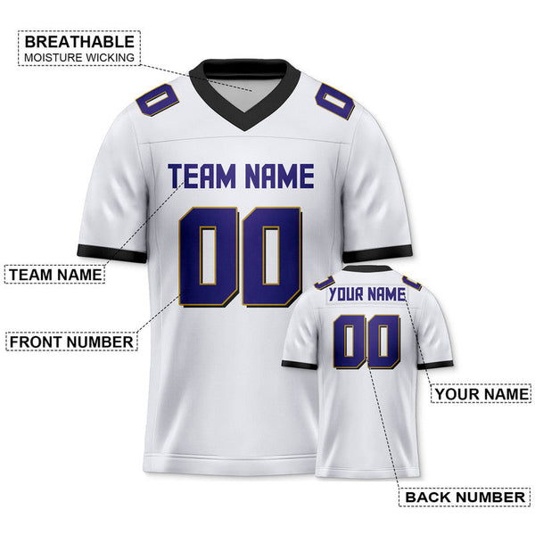 Custom White Purple-Black Mesh Authentic Football Jersey