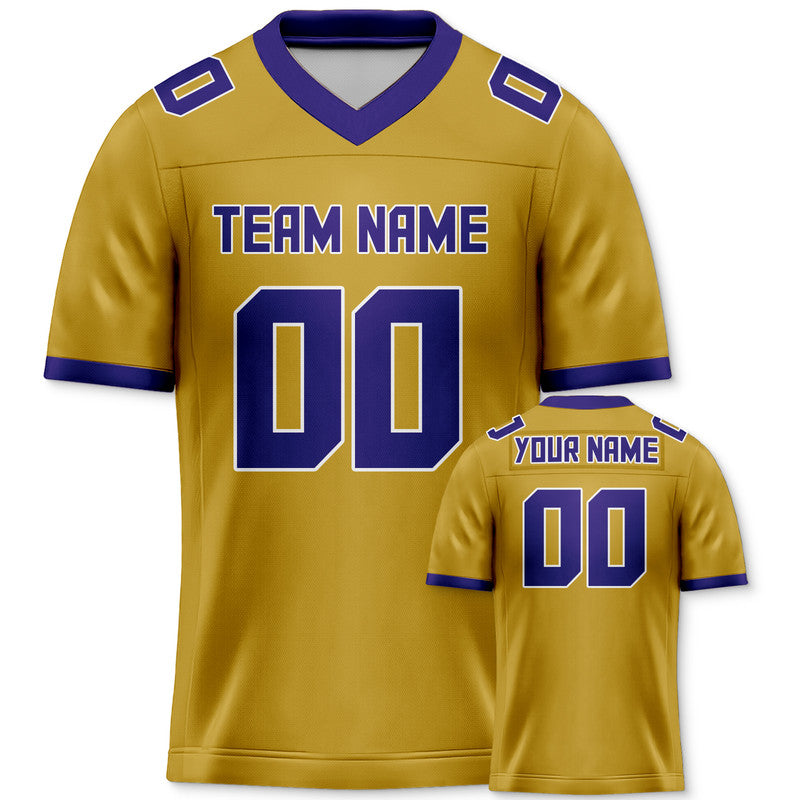 Custom Gold Purple Mesh Authentic Football Jersey1