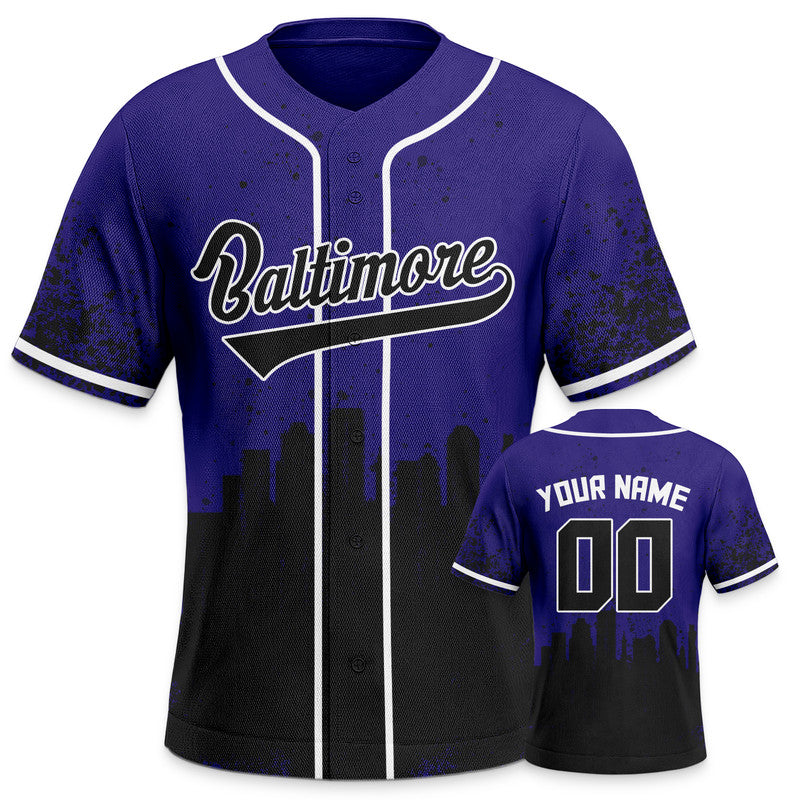 Custom 3D Graffiti Purple Black-White Authentic Baseball Silhouette Jersey