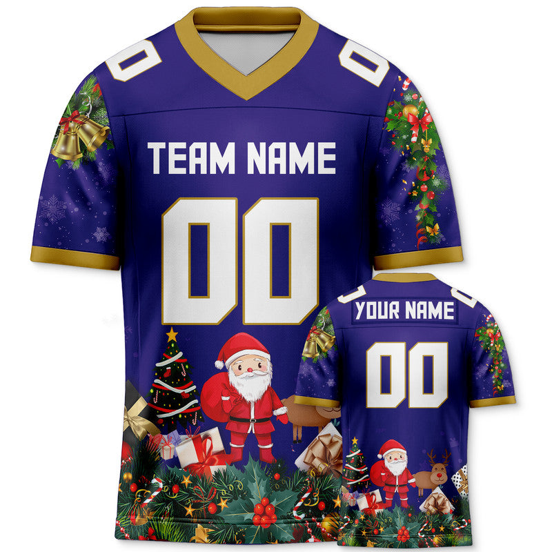 CHRISTMAS DAY CUSTOM PURPLE WHITE-BROWN SANTA CLAUS AUTHENTIC FOOTBALL JERSEY1