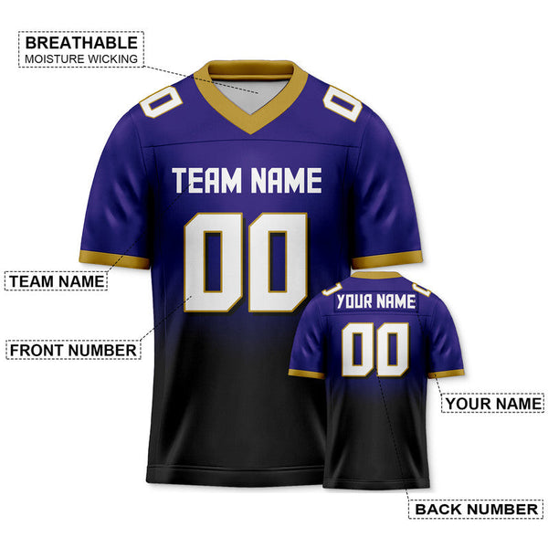 Custom Purple Black-White Authentic Split Fashion Football Jersey