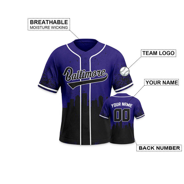 Custom 3D Graffiti Purple Black-White Authentic Baseball Silhouette Jersey