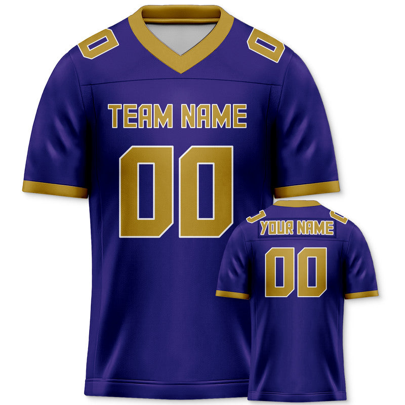 Custom Purple Old Gold Mesh Authentic Football Jersey