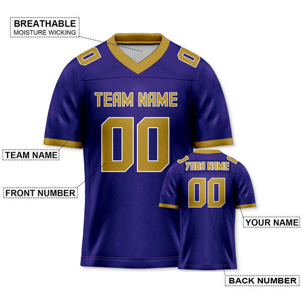 Custom Purple Old Gold Mesh Authentic Football Jersey