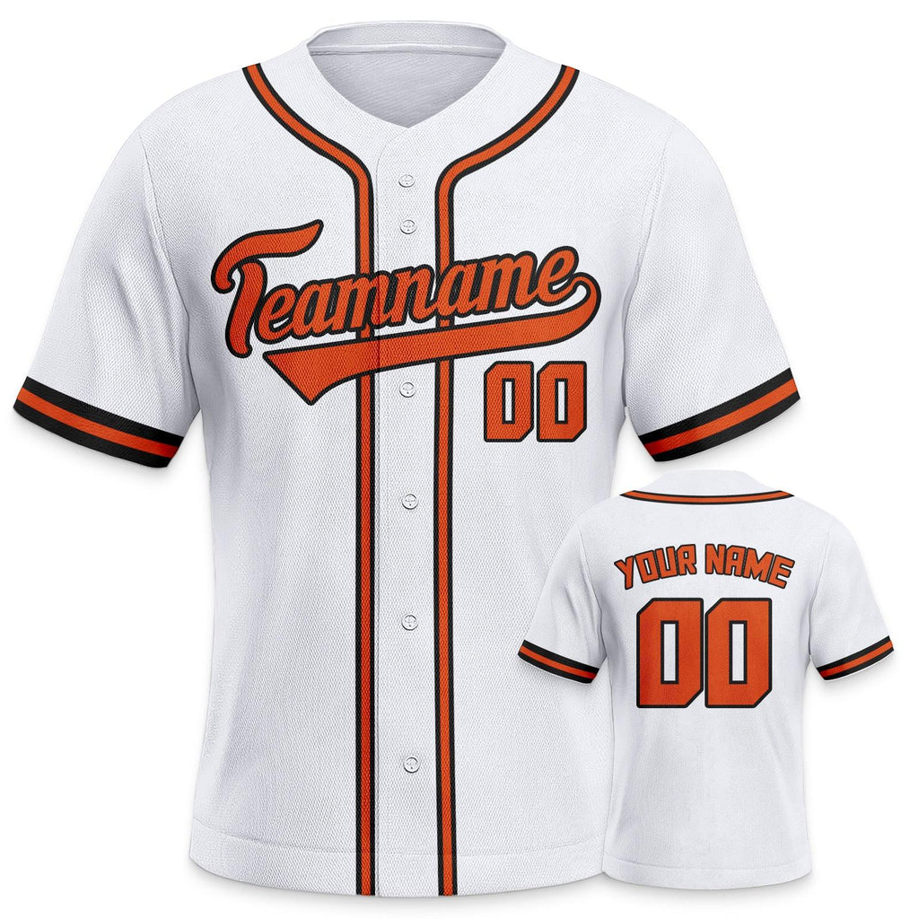 Custom White Orange-Black Authentic Classic Baseball Jersey