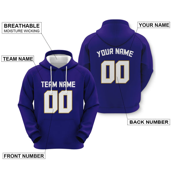 Custom Purple White-Black Sports Pullover Sweatshirt Football Hoodie