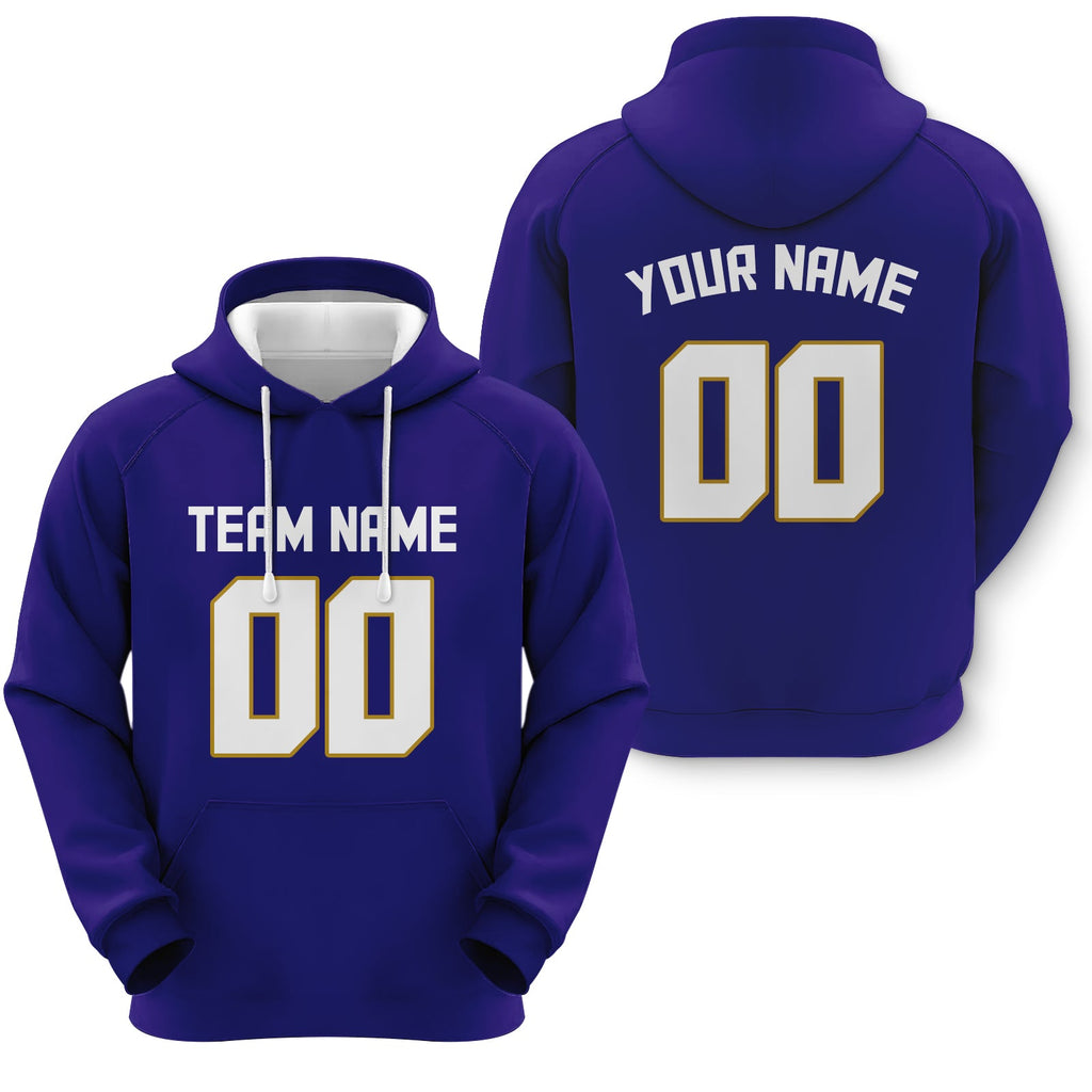 Custom Purple White-Black Sports Pullover Sweatshirt Football Hoodie