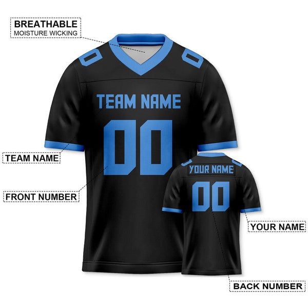 Custom Black Powder Blue Mesh Authentic Football Jersey