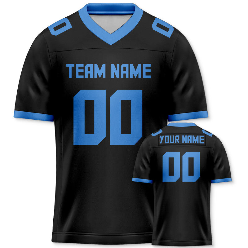 Custom Black Powder Blue Mesh Authentic Football Jersey