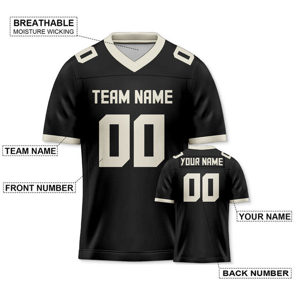 Custom Black Cream Mesh Authentic Football Jersey