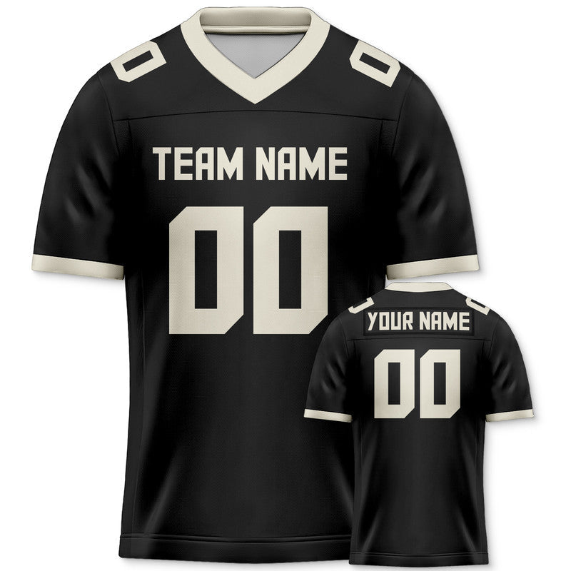 Custom Black Cream Mesh Authentic Football Jersey