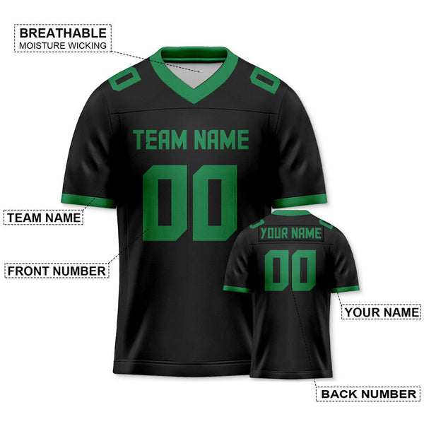 Custom Black Green Mesh Authentic Football Jersey