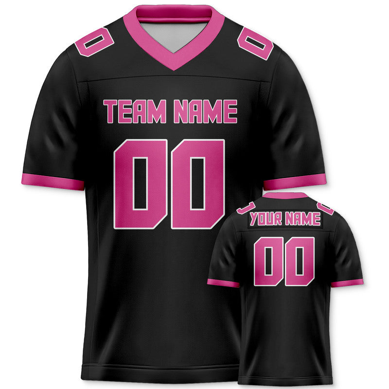 Custom Black Pink Mesh Authentic Football Jersey