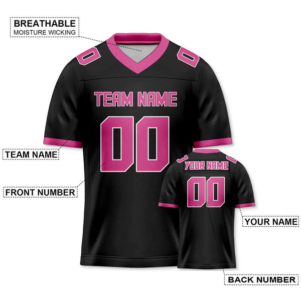 Custom Black Pink Mesh Authentic Football Jersey