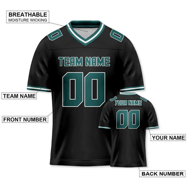 Custom Black Kelly Green Mesh Authentic Football Jersey