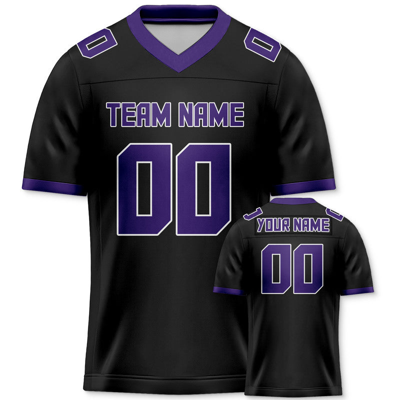 Custom Black Purple Mesh Authentic Football Jersey