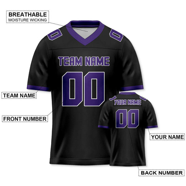 Custom Black Purple Mesh Authentic Football Jersey