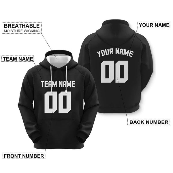 Custom Black White Sports Pullover  Sweatshirt Football Hoodie