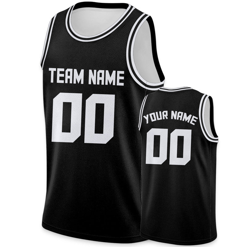 Custom Black White Authentic Basketball Jersey