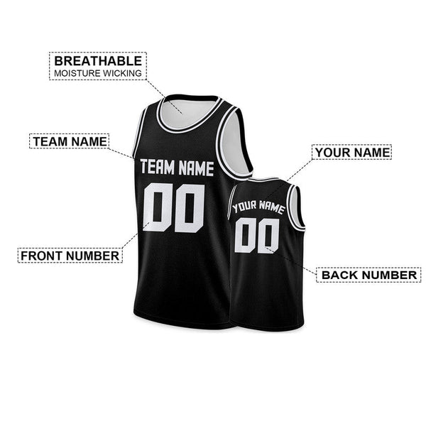 Custom Black White Authentic Basketball Jersey