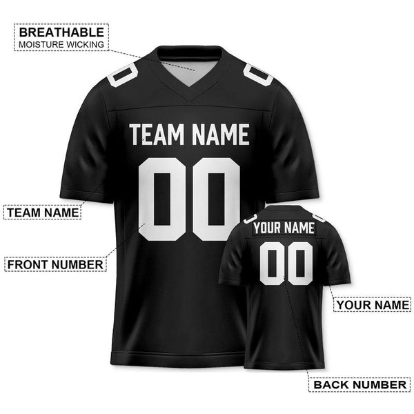 Custom Black White Authentic Football Jersey