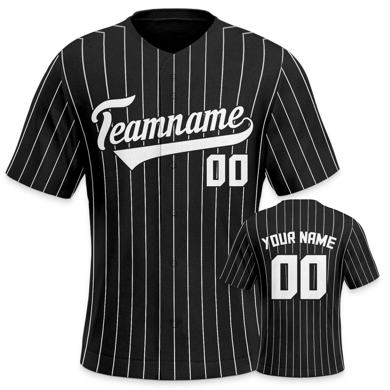 Custom Black Gray Pinstripe White Gray Authentic Baseball Jersey