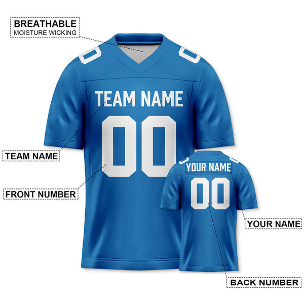 Custom Blue White Mesh Authentic Football Jersey1