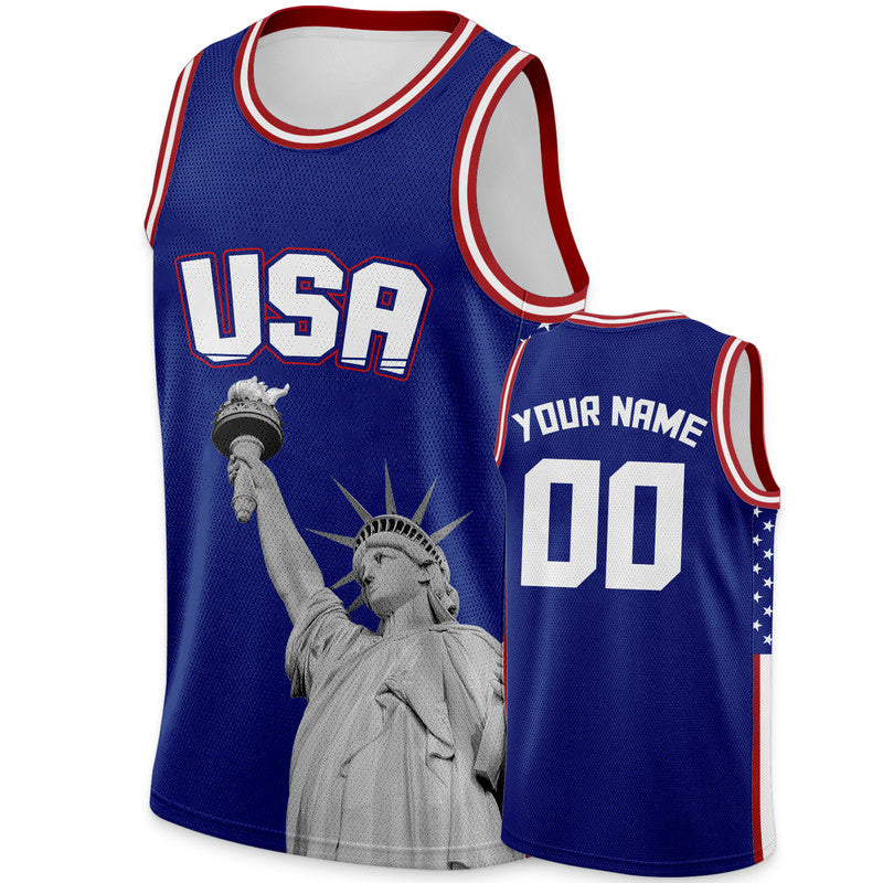 Blue Statue of Liberty Basketball Uniform