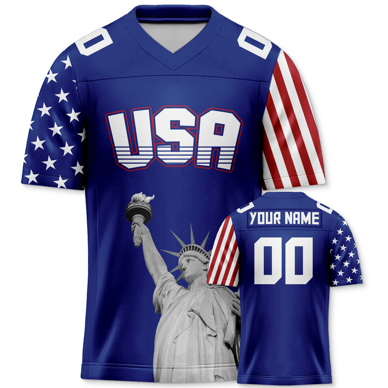 Custom Blue Statue of Liberty Football Uniform