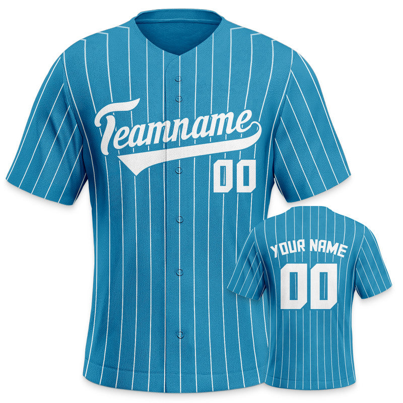 Custom Blue Gray Pinstripe White Gray Authentic Baseball Jersey