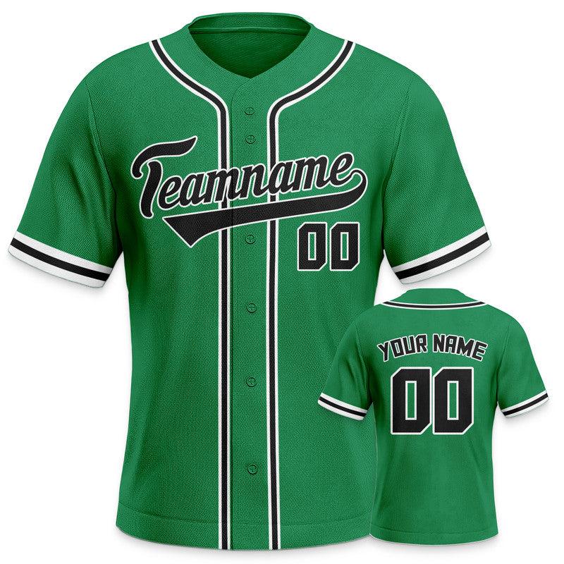 Custom Green Black-White Authentic Baseball Jersey