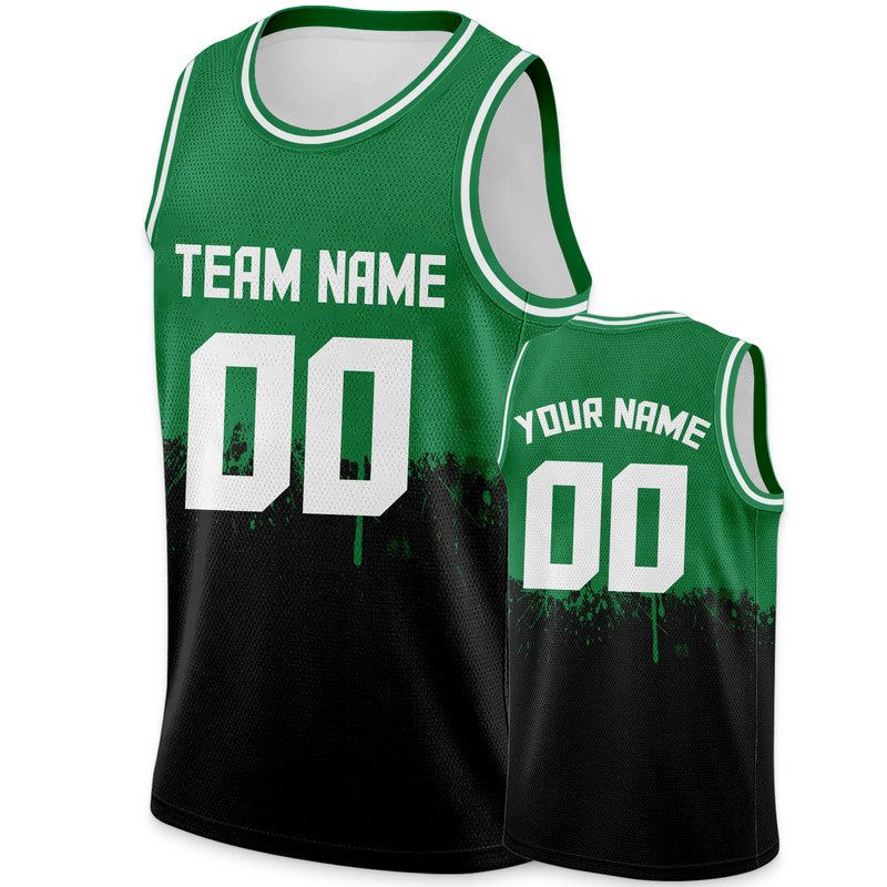 Custom Green Black-White Authentic Spilt Fashion Basketball Jersey