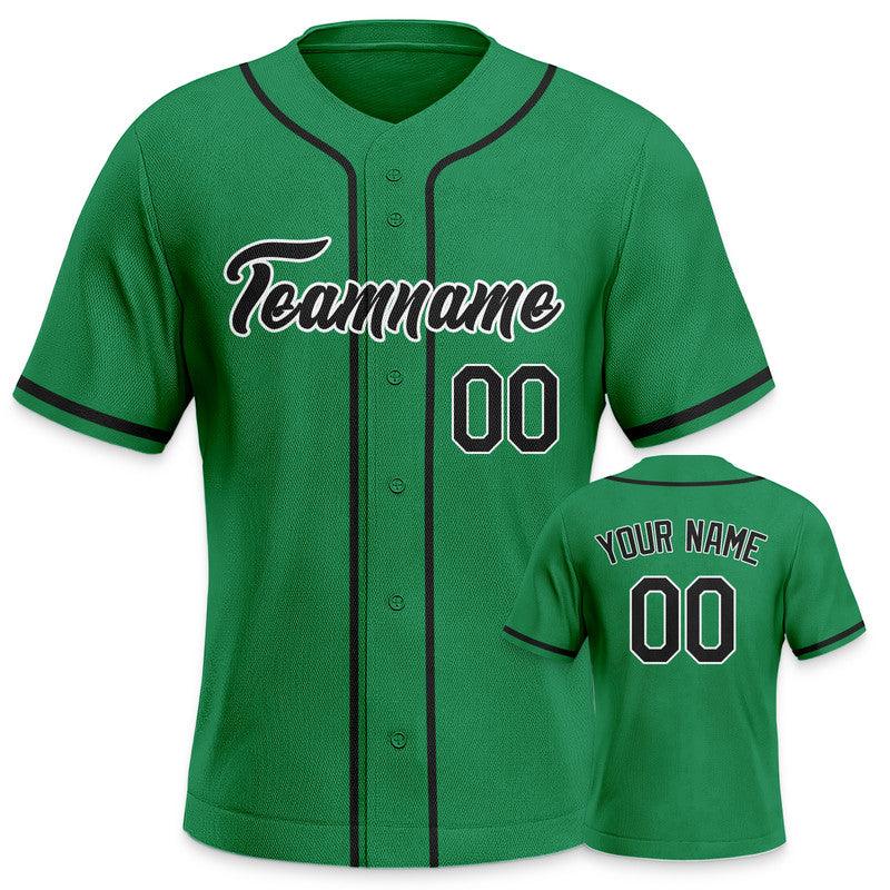 Custom Green Black-White Authentic Baseball Jersey-3